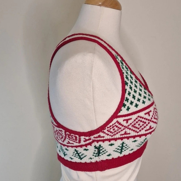 Vintage Knitty  Kitty racerback knit Christmas Bralette SZ M - Picture 3 of 6